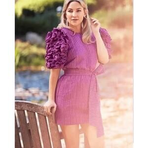 NWT Happy X Nature Kate Hudson Cascade Ruffle Sleeve Mini Dress Women's Large